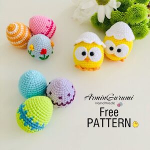 Cómo tejer un tierno pollito de Pascua amigurumi 🧶🐤 con su cascarita y huevitos – Tutorial GRATIS paso a paso