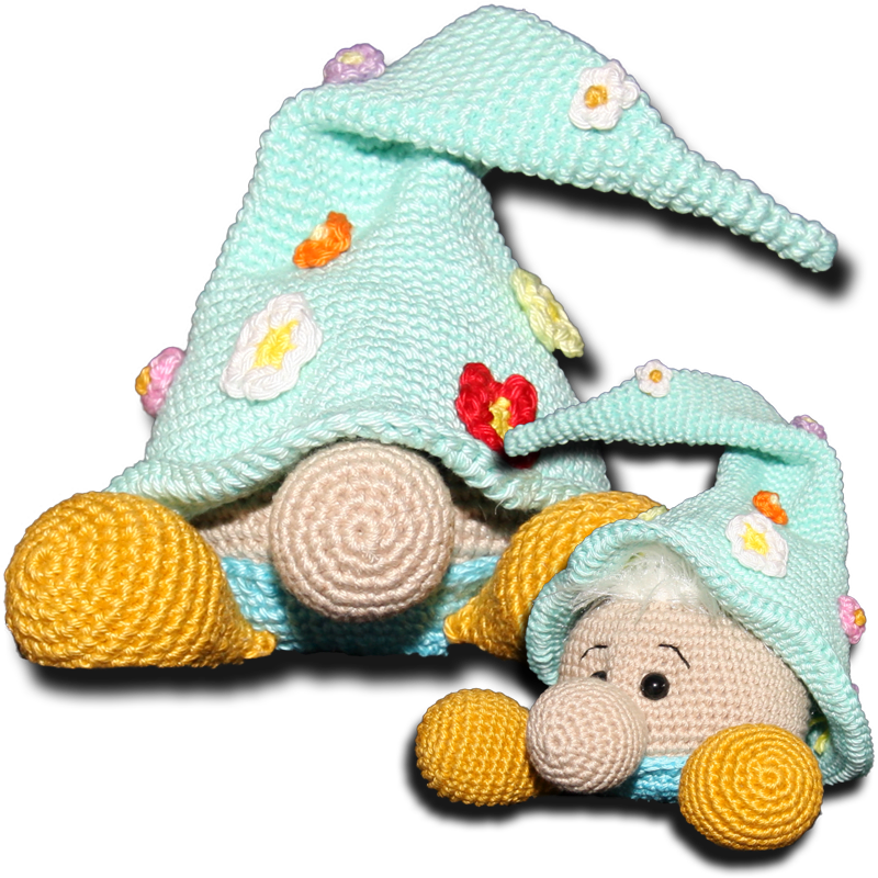 Adorables Gnomos De Crochet Con Sombreros De Flores
