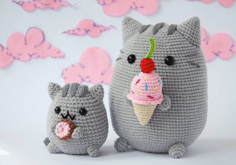 Gato pusheen y su helado amigurumi paso a paso  gratis
