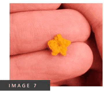 Un Primer Plano De Unos Dedos Que Sostienen Un Objeto Diminuto Con Forma De Estrella Y De Color Naranja El Objeto Parece Estar Hecho De Un Material Texturizado Que Recuerda Al Adorno De Un árbol De Navidad En La Parte Inferior Izquierda De La Imagen Hay Una Etiqueta Que Dice imagen 7