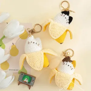 Gato banana amigurumi estilo kawaii