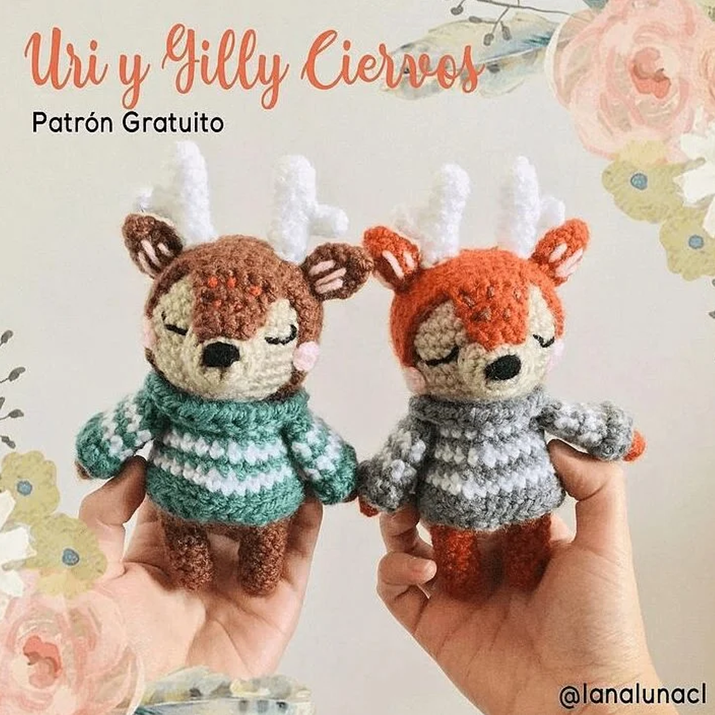Ciervo amigurumi tejido a crochet con sweater a rayas, patrón gratis paso a paso