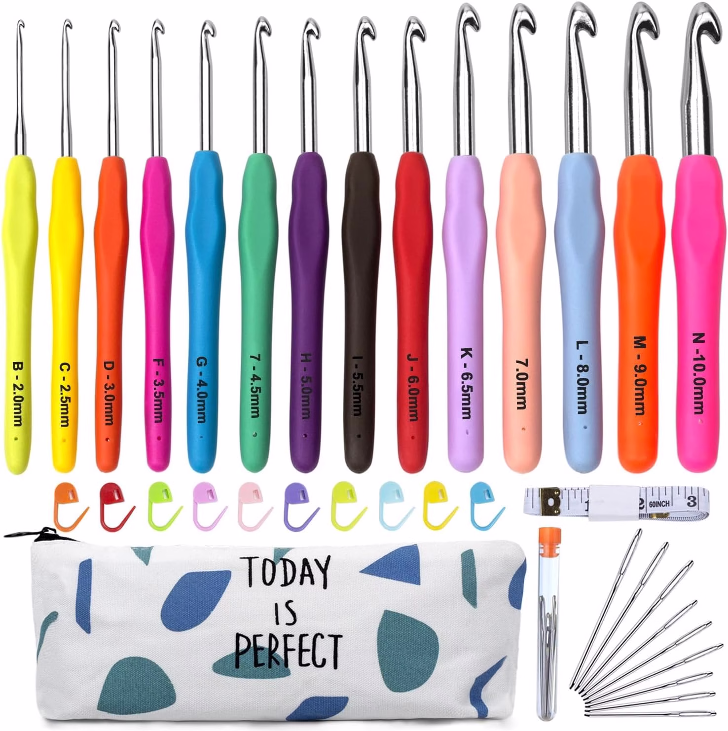 Agujas de Ganchillo, 14 PCS Kit con manijas ergonómicas