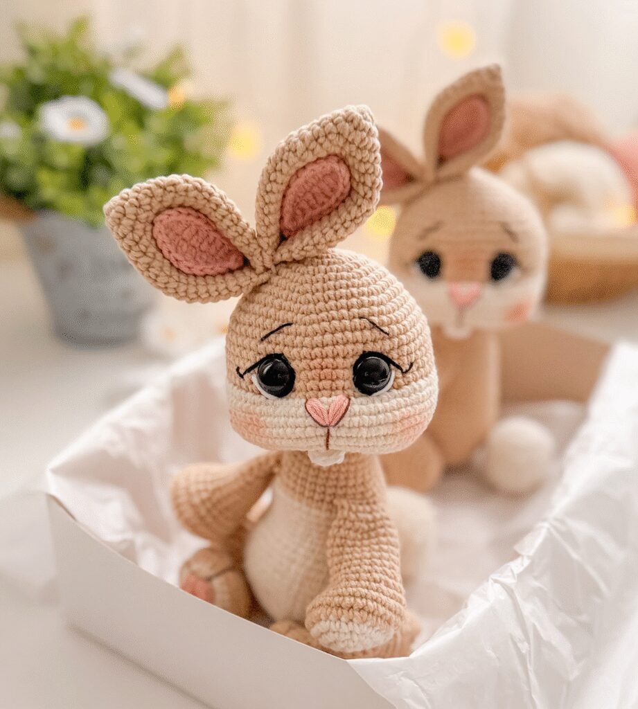 Adorable Conejito Amigurumi De Crochet En Caja De Regalo Patrón Y Videotutorial Gratuitos Disponibles