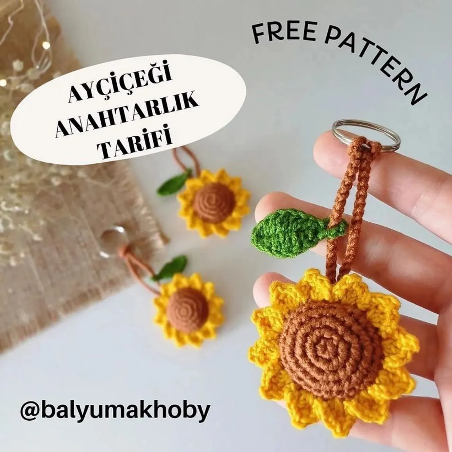 Llavero girasol amigurumi a crochet de Melek ÇİL
