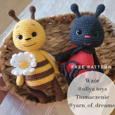 Adorables Amigurumis De Abeja Y Mariquita Tejidos a Crochet Patrón Gratuito Disponible